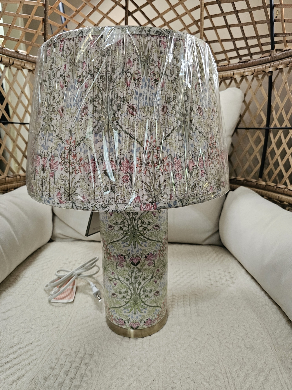 William Morris & Co Table Lamp Hyacinth Porcelain 23” Arts & Crafts Floral